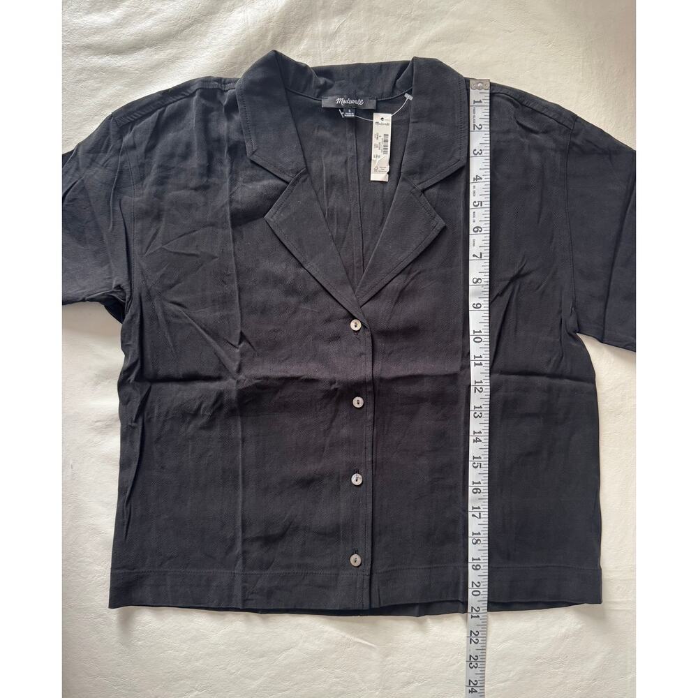 New Madewell Button-Front Resort Shirt in Lusterweave in True Black Size S - Picture 9 of 9